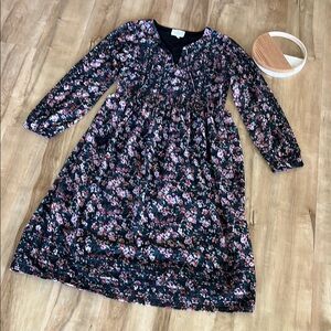 Bohme Blue and Pink Smocked V-Neck Sundress